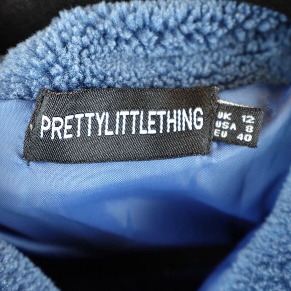 Pretty Little Thing Zip Up Jacket Women's Size 8 Blue Collared Fall Comfy School - Picture 4 of 15